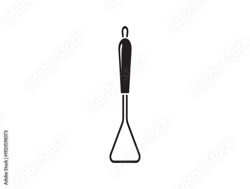 A black and white illustration of a rubber spatula with a triangular head