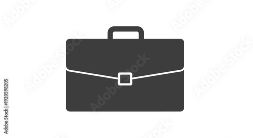 Simple black briefcase icon on white background.
