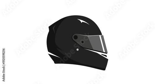 Black Motorcycle Helmet with Visor and White Accents.