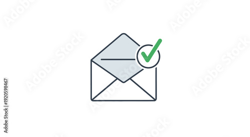 Simple envelope icon with green checkmark indicating confirmation or approval.