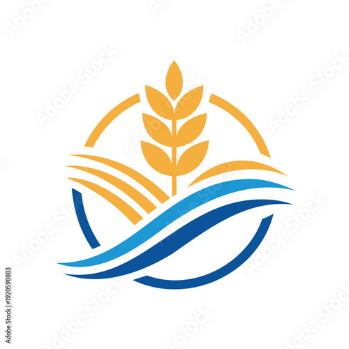 Stylized wheat and water droplet logo isolated on white background