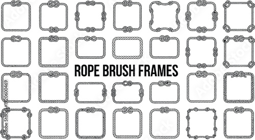 Collection of nautical rope frames and borders with various knots