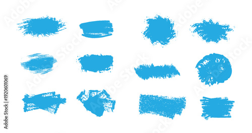 Collection of blue brush strokes on white background