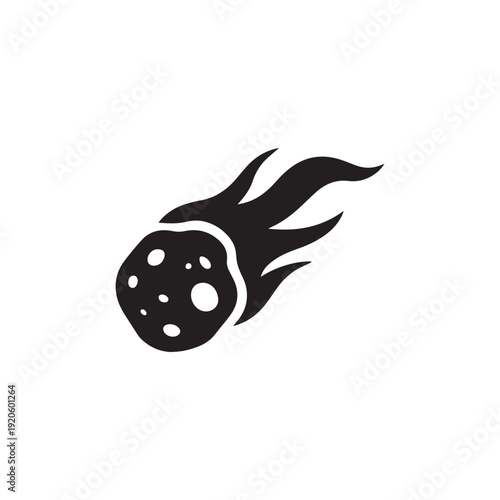 Asteroid comet fireball meteor icon silhouette vector design art illustration.