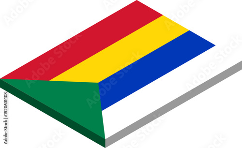 Isometric cube with Druze flag 3D stylized illustration