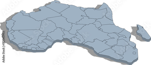 Isometric map of Africa showing countries and 3D elevation