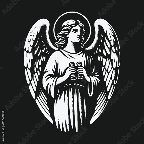 Angel with Binoculars: A Symbol of Vigilance and Guidance.