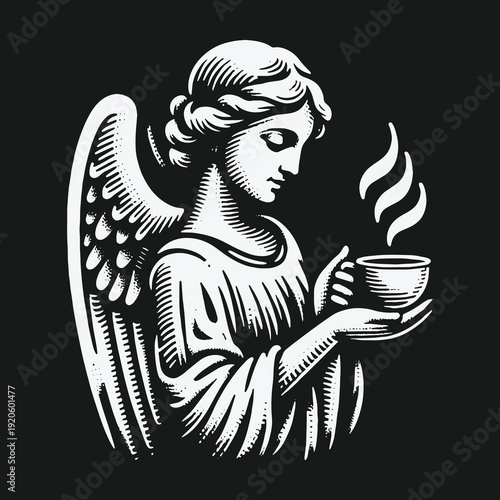 Angel Offering Warm Coffee: A Serene and Spiritual Moment.