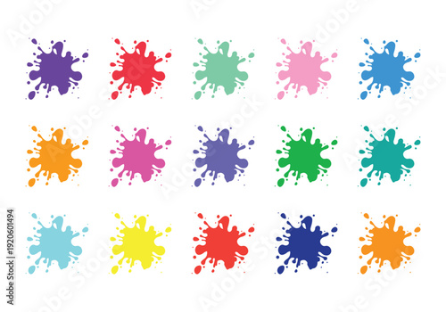 Colorful paint splatters, Grunge set of blots, Ink Paint Spray element, Vector illustration
on the white background