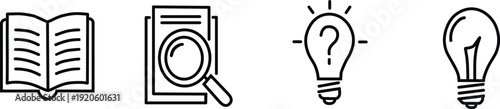 Educational icons representing learning and ideas