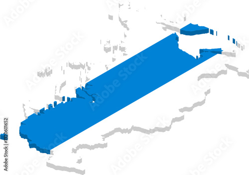 Isometric map of Russia with opposition flag
