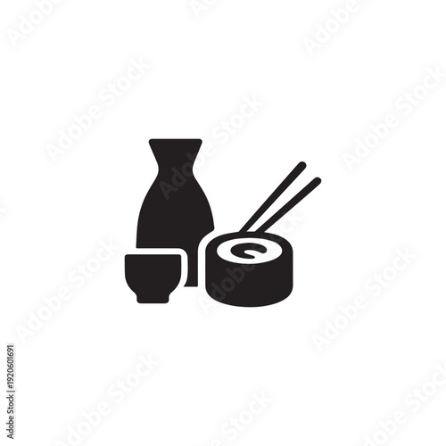 Food japan sake sushi icon silhouette vector design art illustration