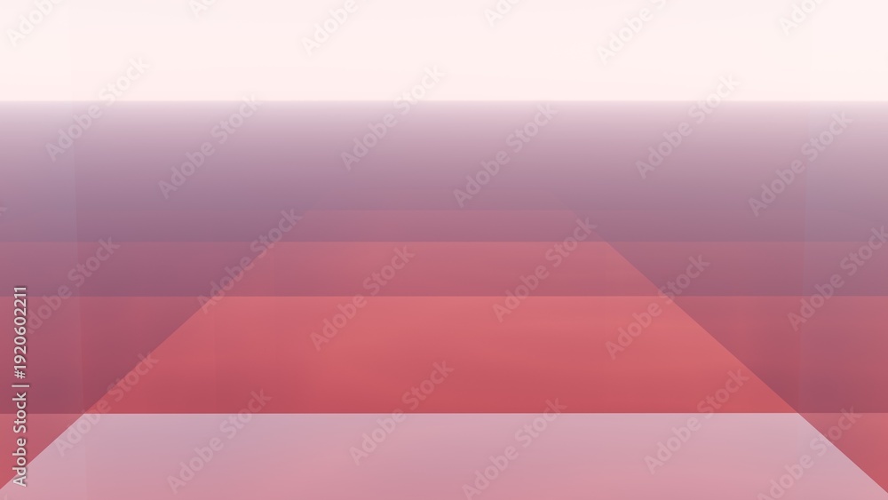 Obraz premium Abstract digital artwork with layered translucent geometric shapes in red, pink, and purple tones. Gradient colors and perspective create depth and minimalist modern design background