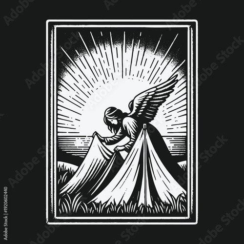 Angel Unveiling the Sunrise: A Symbol of Hope and Renewal.