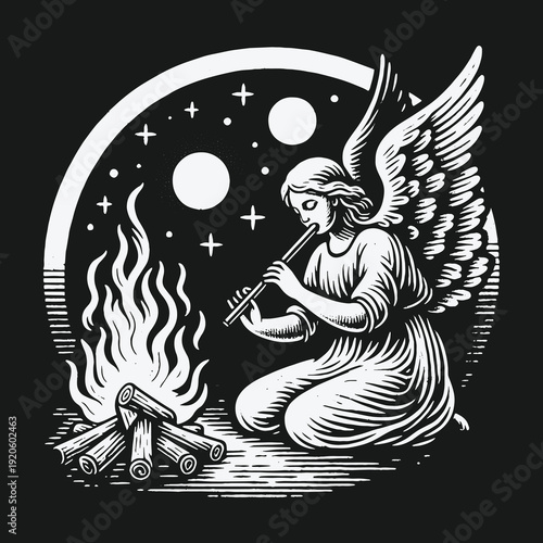 Angels Serenade: A Nighttime Ritual of Music and Fire.