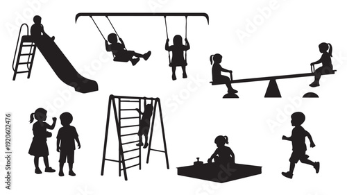 Set of 8 playground silhouettes vector