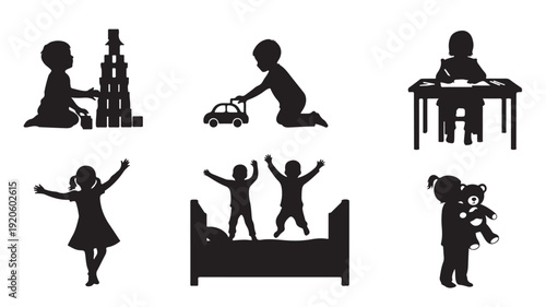 Set of 6 child activity icons vector