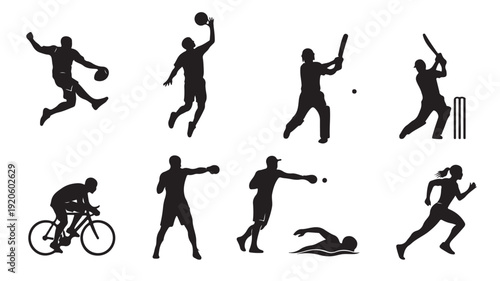 Set of 9 sports silhouettes vector