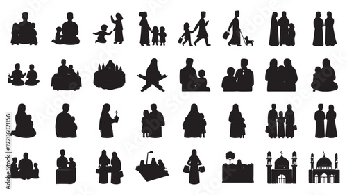 Set of 30 Islamic icons vector