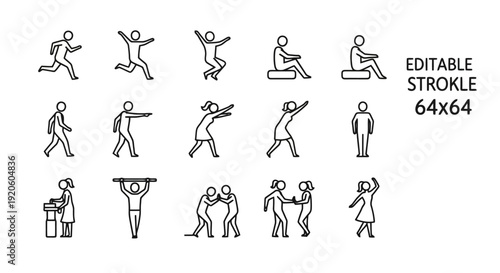 Collection of Simple Line Art Figures in Various Poses.