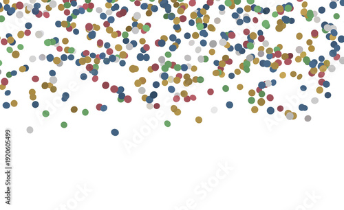 Abstract image of scattered colorful confetti dots, perfect for festive backgrounds, celebrations and party designs. Iso