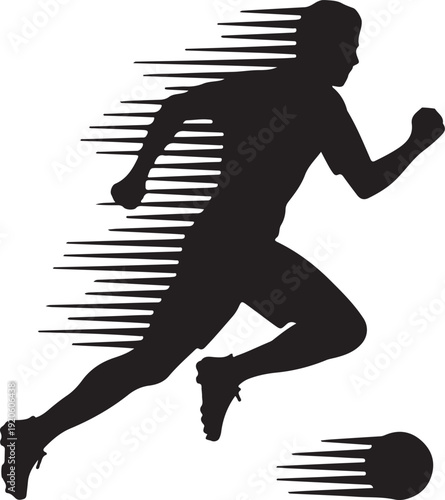 Soccer Player Kicking Ball Silhouette with Motion Lines