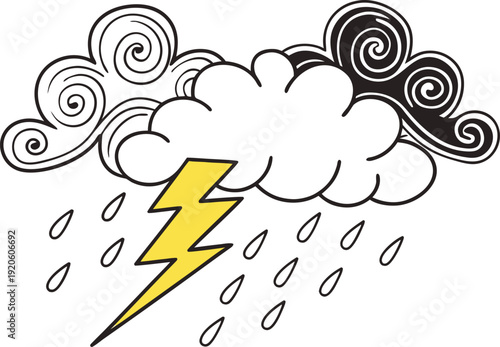 Storm Cyclone Severe Weather Illustration. Cyclone Wind and Rain Scene. Tropical Cyclone Extreme Weather Concept. Stormy Cyclone Atmospheric Phenomenon Design. Hurricane Cyclone Natural Disaster Scene