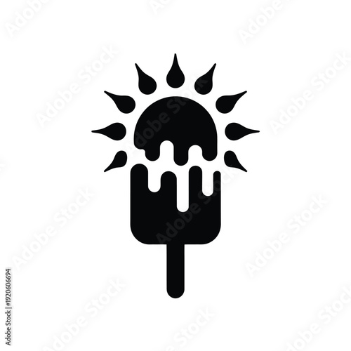 A stylized black and white image of a melting popsicle on a stick