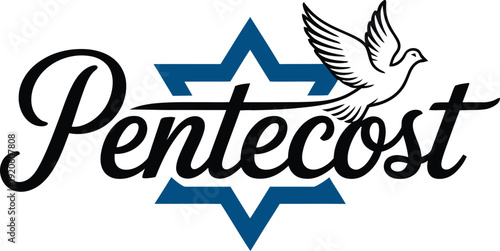 Pentecost holy spirit symbol with dove and star of David  christian religious emblem