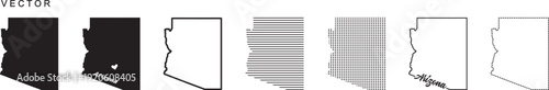 Arizona State Map, State Border, United States, US America, Map vector outline isolated on transparent background