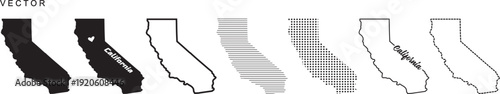 California State Map, State Border, United States, US America, Map vector outline isolated on transparent background