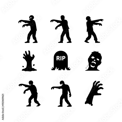 Zombie icon set vector isolated Vector set on a white background