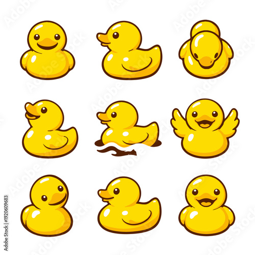 rubber ducks icon set vector isolated Vector set on a white background