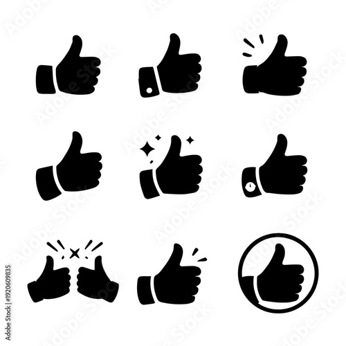likes with hands icon set vector isolated Vector set on a white background