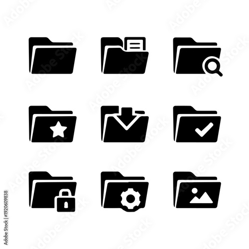 Folders icon set vector isolated Vector set on a white background