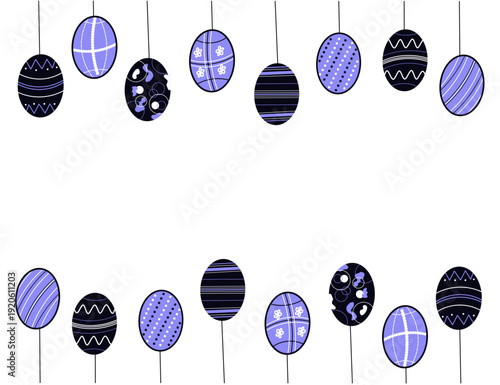 set of easter eggs frame, Easter day spring banner, poster, decoration 