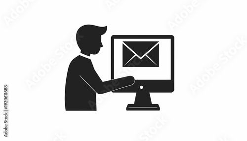 Man using computer to send email or message.