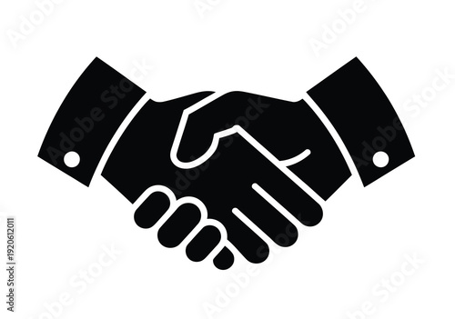 Handshake, vector illustration representing business partnership, collaboration, agreement, teamwork, corporate deal, networking, and professional cooperation icon.
