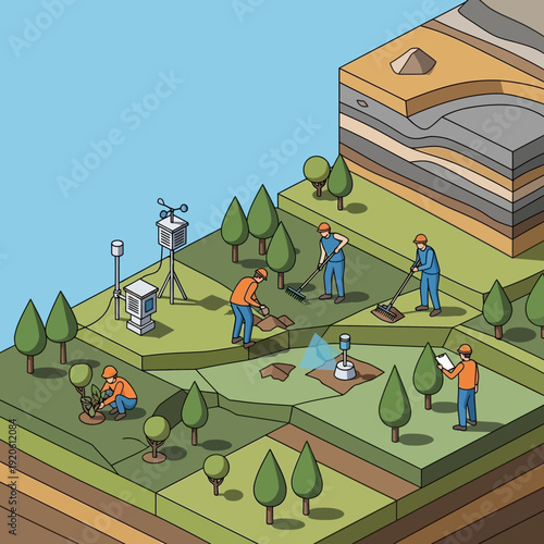 Engineers Inspecting Site with Monitoring Equipment.