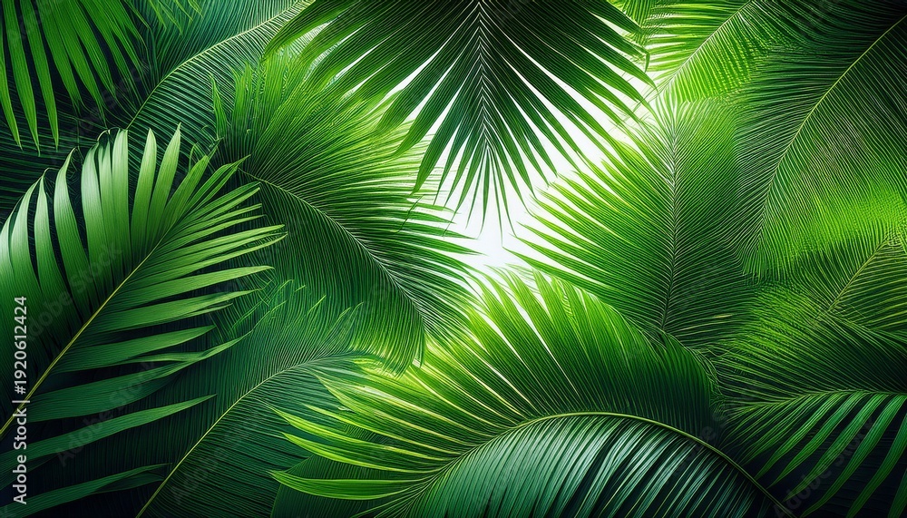 Fototapeta premium tropical palm leaves swaying in the breeze