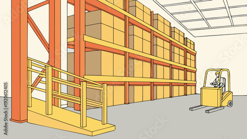 AGV logistics robot carrying materials in warehouse, illustrating automation, efficiency, and modern supply chain technology.