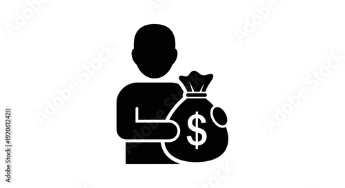 Person holding a money bag with dollar sign and crown.