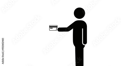 Simple black silhouette of a person holding a card.