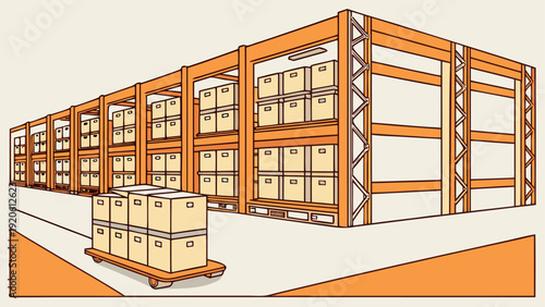 AGV automated guided vehicle operating in warehouse, transporting goods efficiently in modern logistics and industrial distribution environment.