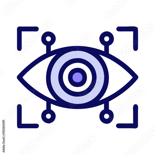 Modern surveillance icon depicting an eye with a network of interconnected nodes