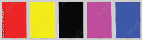 Colorful rectangular shapes in red, yellow, black, purple, and blue hues