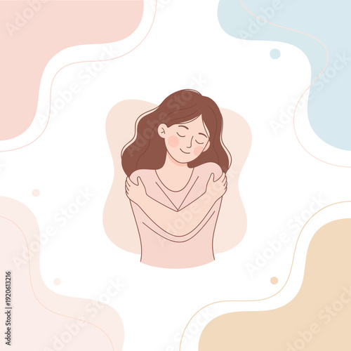 International Women's Day Women Self Love Theme Flat Vector Illustration .eps