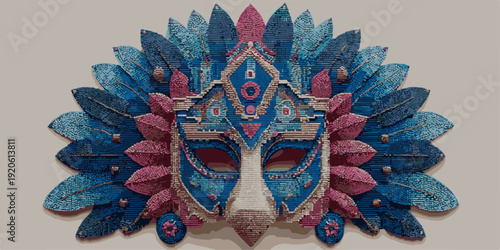 Colorful butterfly mask with intricate patterns and vibrant hues.brazil carnival 2026