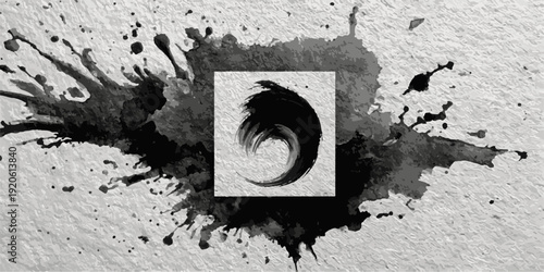 Abstract Black and White Ink Splats Creating a Grunge. ink splat