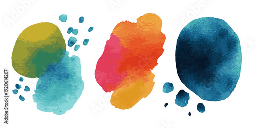 Set of Red blood splashed isolated on white background. Set of blood stains